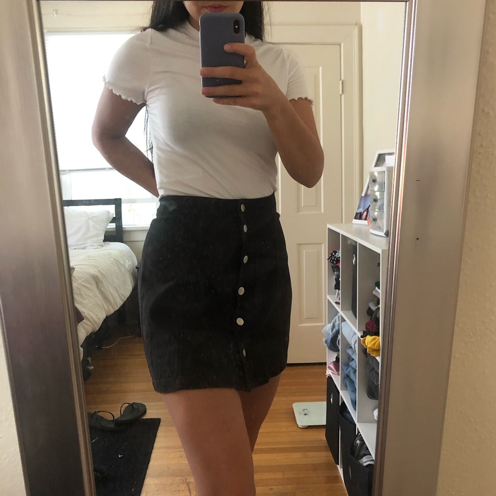Black Button-Up Skirt- Sz L